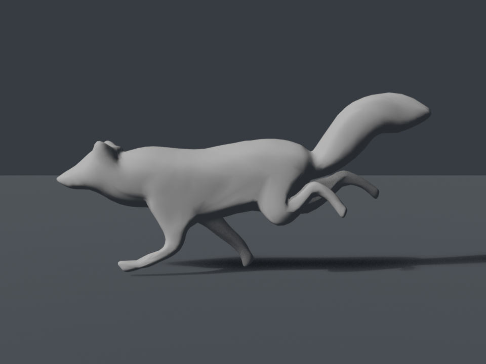 The same fox repaired, running cleanly