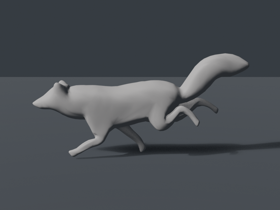 The same fox repaired, running cleanly